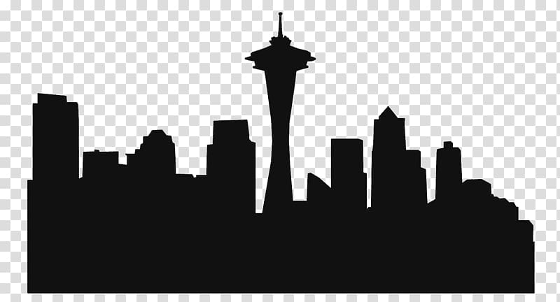 silhouette of Seattle skyline, Space Needle Seattle Seahawks Skyline Silhouette , CITY transparent background PNG clipart