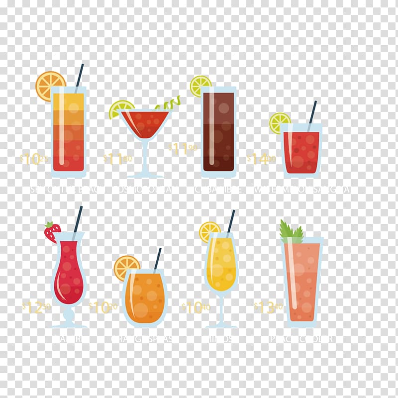 Sea Breeze Juice Cocktail garnish Bloody Mary, Hand painted of various fruit juice transparent background PNG clipart