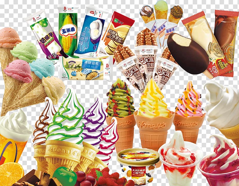 Ice cream cone Sundae Gelato, A large collection of ice cream transparent background PNG clipart