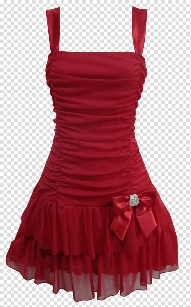 women's red chiffon thick-strap ruched minidress, Dress Red transparent background PNG clipart