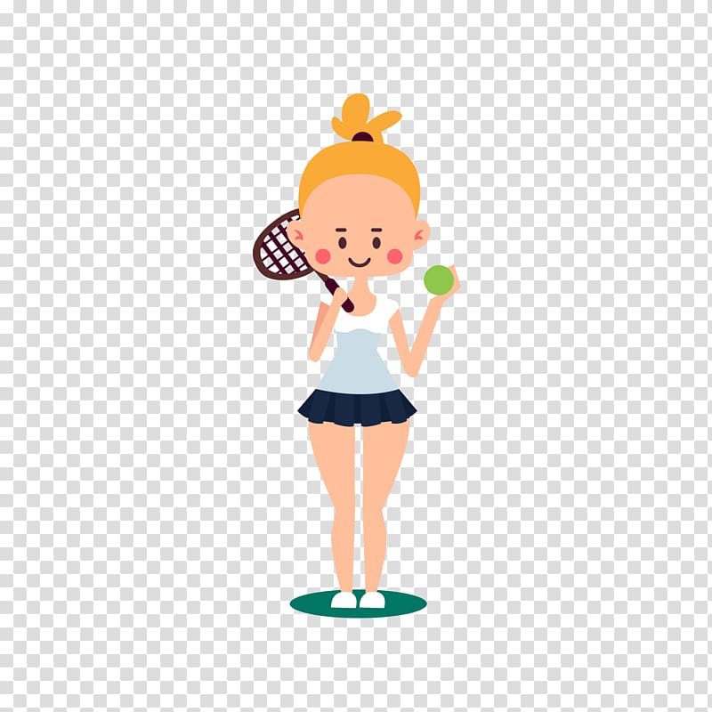 Sport Cartoon, Tennis girl transparent background PNG clipart