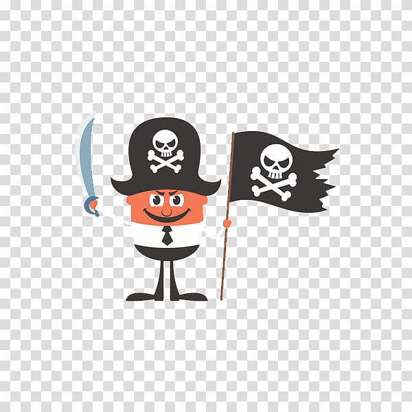Piracy Illustration, Black pirate flag transparent background PNG clipart