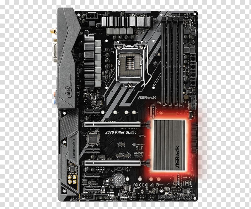 ASRock Z370 Killer SLI/ac ATX Motherboard for Intel CPUs By CCL Computers LGA 1151, intel transparent background PNG clipart