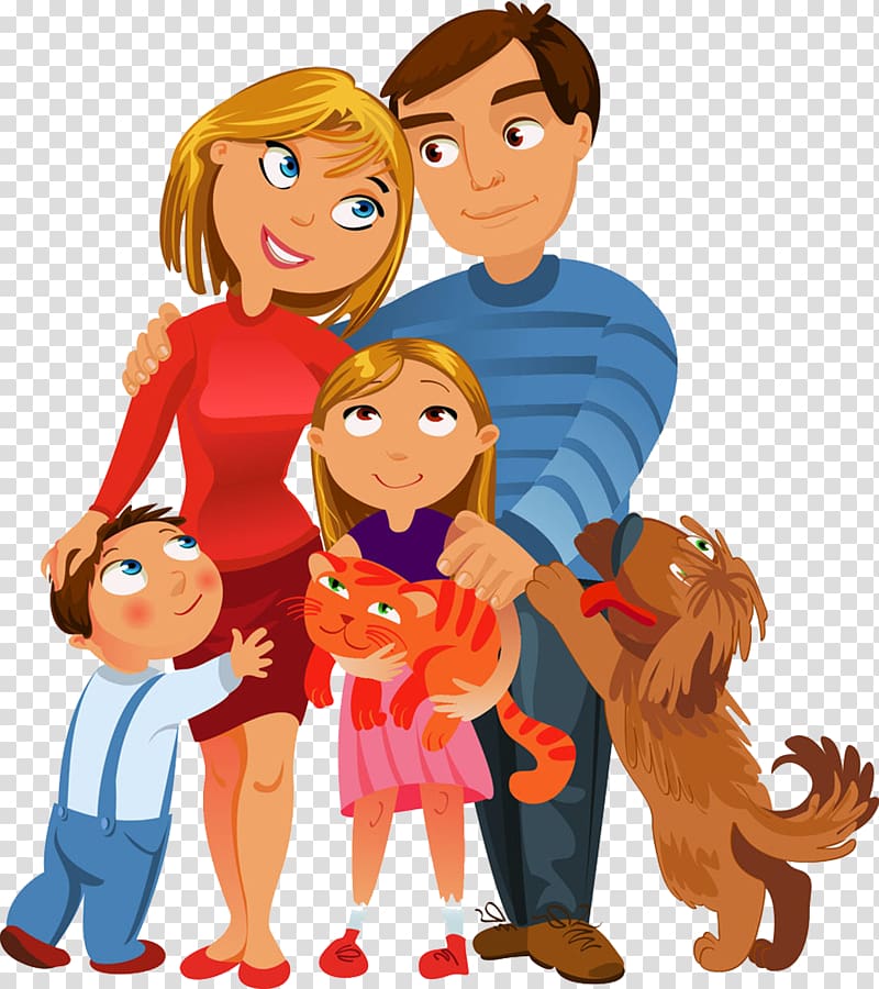 Family Cartoon Illustration, Hand-painted cartoon family transparent background PNG clipart