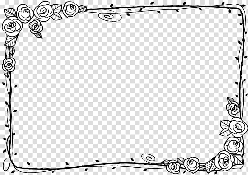 Black and white Beach rose Adobe Illustrator, Black Rose Corner Border transparent background PNG clipart