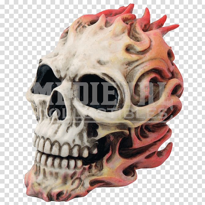 Bone Skull Skeleton Jaw, flame skull transparent background PNG clipart