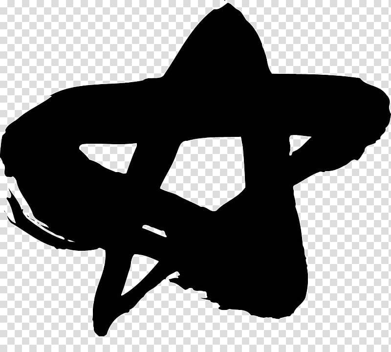 Pentagram Black and white Icon, Black and white art five stars transparent background PNG clipart