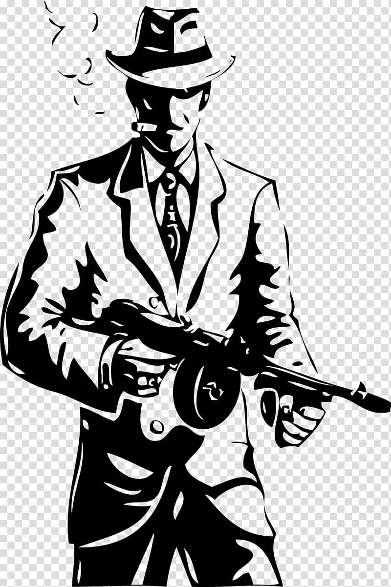 Gun Gangster Cartoon Headgear Tshirt Sleeve Transparent Background Png Clipart Hiclipart - gangsta tommy gun roblox