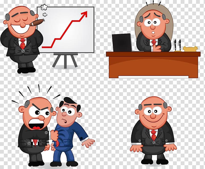 Screaming Cartoon Illustration, The boss of the meeting transparent background PNG clipart