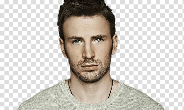man in grey crew-neck shirt, Chris Evans Face transparent background PNG clipart