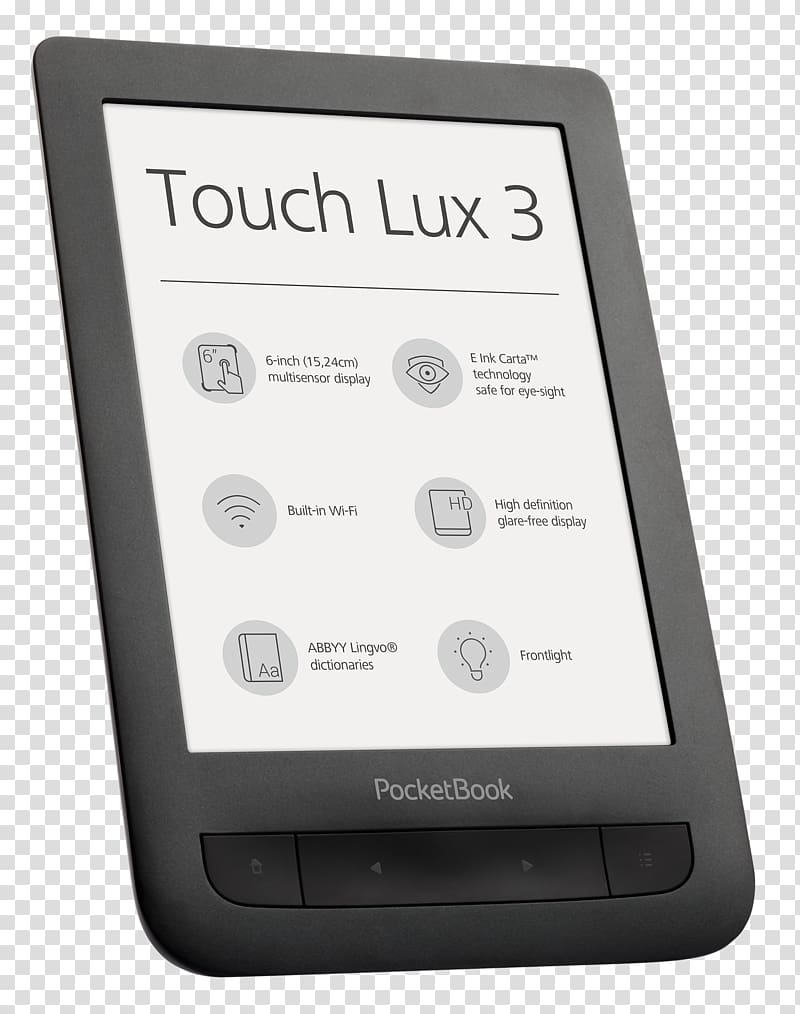 E-Readers eBook reader 15.2 cm PocketBookTouch Lux PocketBook International E-book, book transparent background PNG clipart