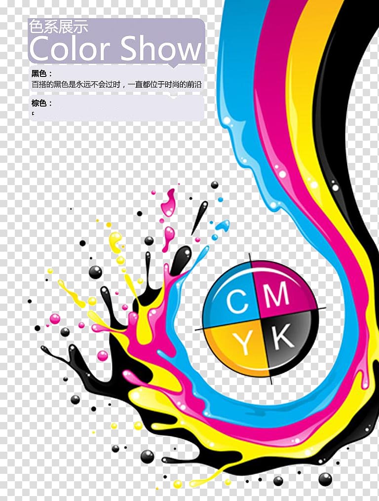 CMYK logo, CMYK color model Liquid Splash Illustration, Color splash transparent background PNG clipart