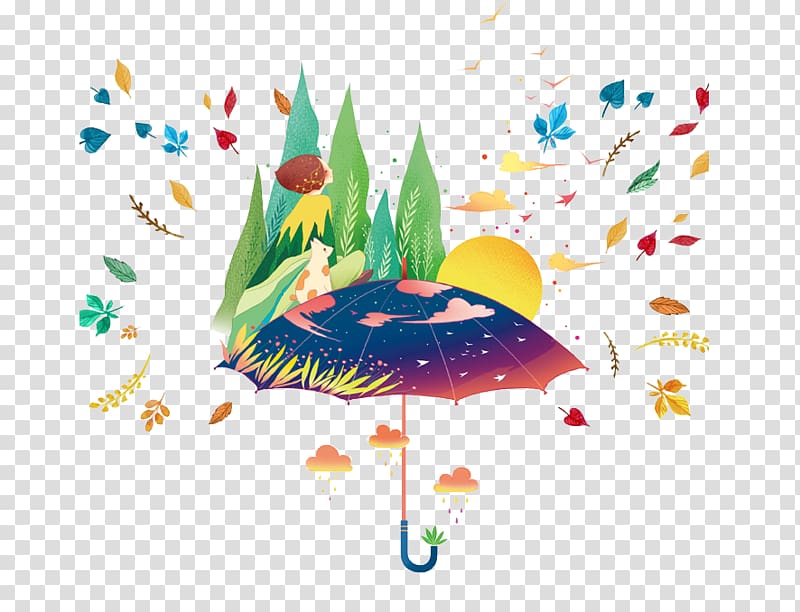 Illustrator Illustration, Colored umbrella transparent background PNG clipart