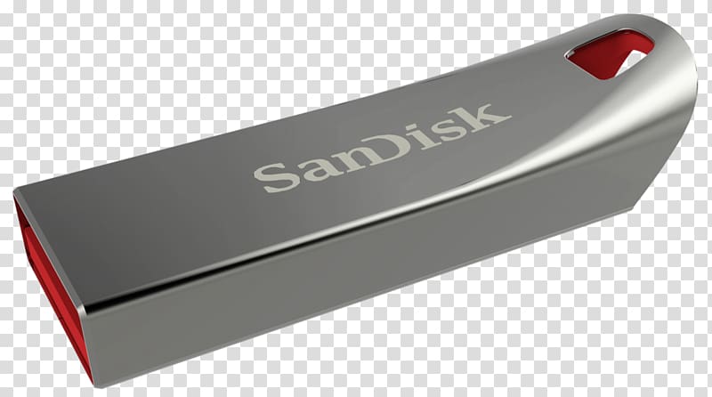 SanDisk Cruzer Blade USB 2.0 USB Flash Drives SanDisk Cruzer Force USB flash drive, 32 GB, Silver, Red, USB transparent background PNG clipart
