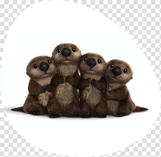 four brown animals illustration, Otter Nemo Sea lion Pixar Film, rudder kids transparent background PNG clipart
