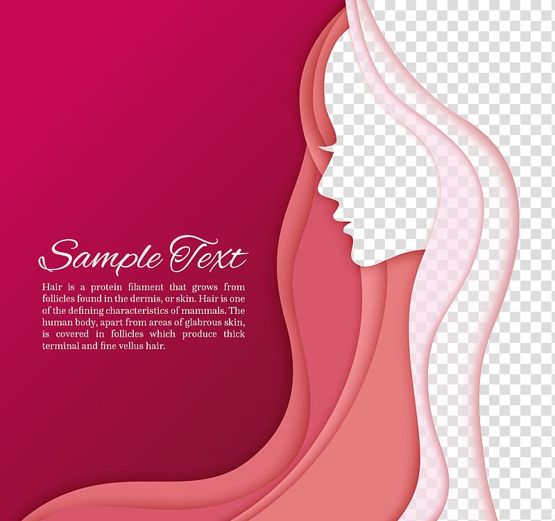 Sample Text screenshot, Beauty Parlour Hair Beauty Pageant, Beautiful long-haired woman in profile transparent background PNG clipart