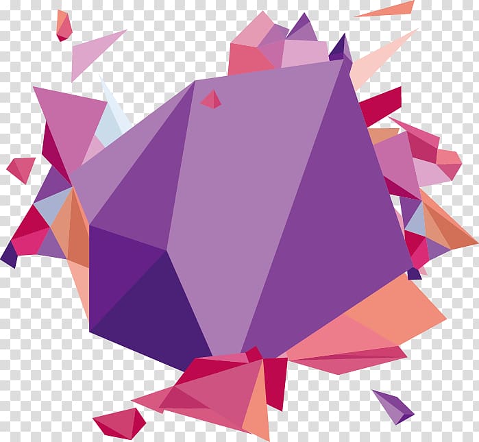 purple, red, and orange geometric art, Triangle Abstract art Geometric abstraction, Colorful geometry transparent background PNG clipart