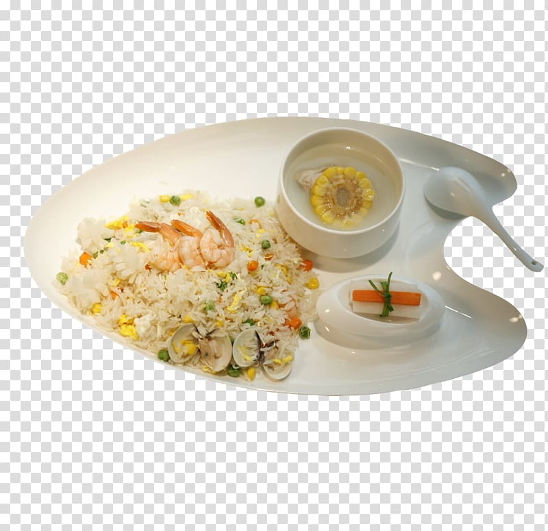 Yangzhou fried rice Scrambled eggs Ham Chinese cuisine, Real shrimp fried rice transparent background PNG clipart