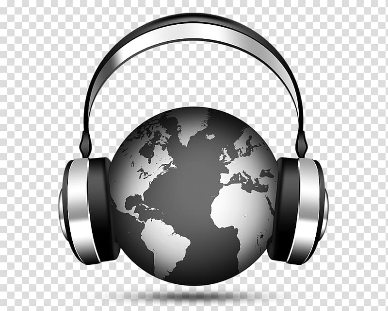 black and gray earth wearing headphones illustration, Internet radio Radio advertisement Sirius XM Holdings Broadcasting, radio transparent background PNG clipart