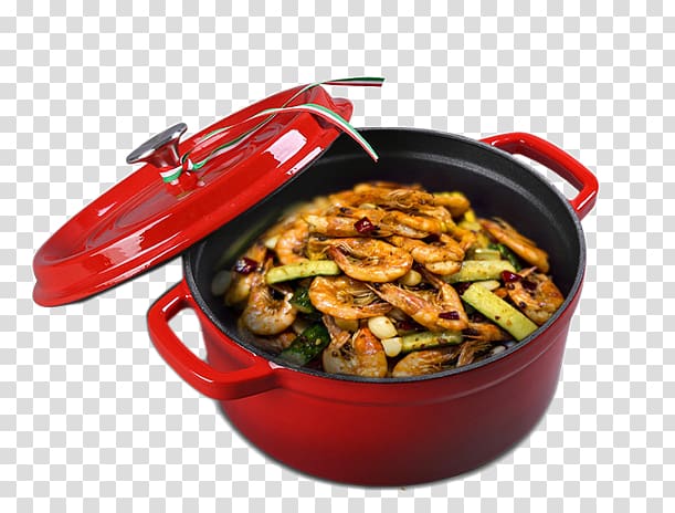 Vegetarian cuisine Cookware and bakeware pot Stir frying, Fried shrimp stew pot transparent background PNG clipart