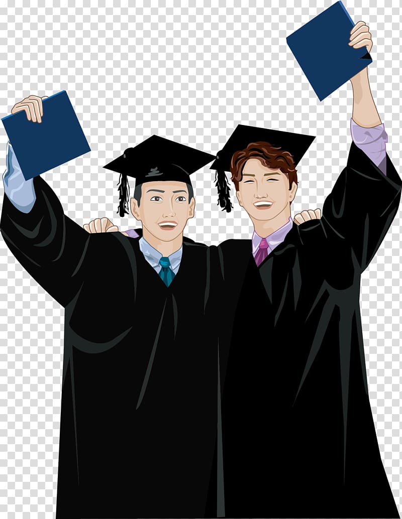 men wearing academic dress illustration, Bachelors degree Cartoon Academic dress Graduation ceremony, student transparent background PNG clipart