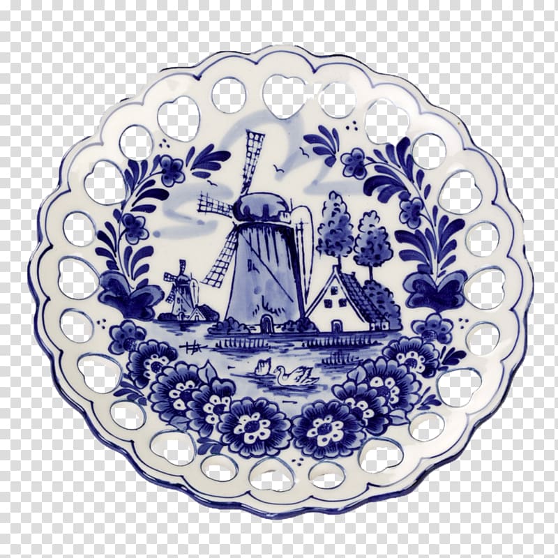 Plate De Koninklijke Porceleyne Fles Delftware Blue and white pottery Saucer, Plate transparent background PNG clipart