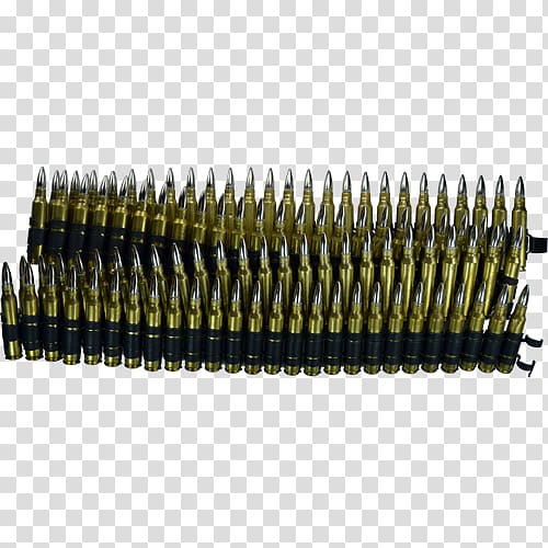 Belt Bullet M249 light machine gun Cartridge Dummy round, fired bullets transparent background PNG clipart