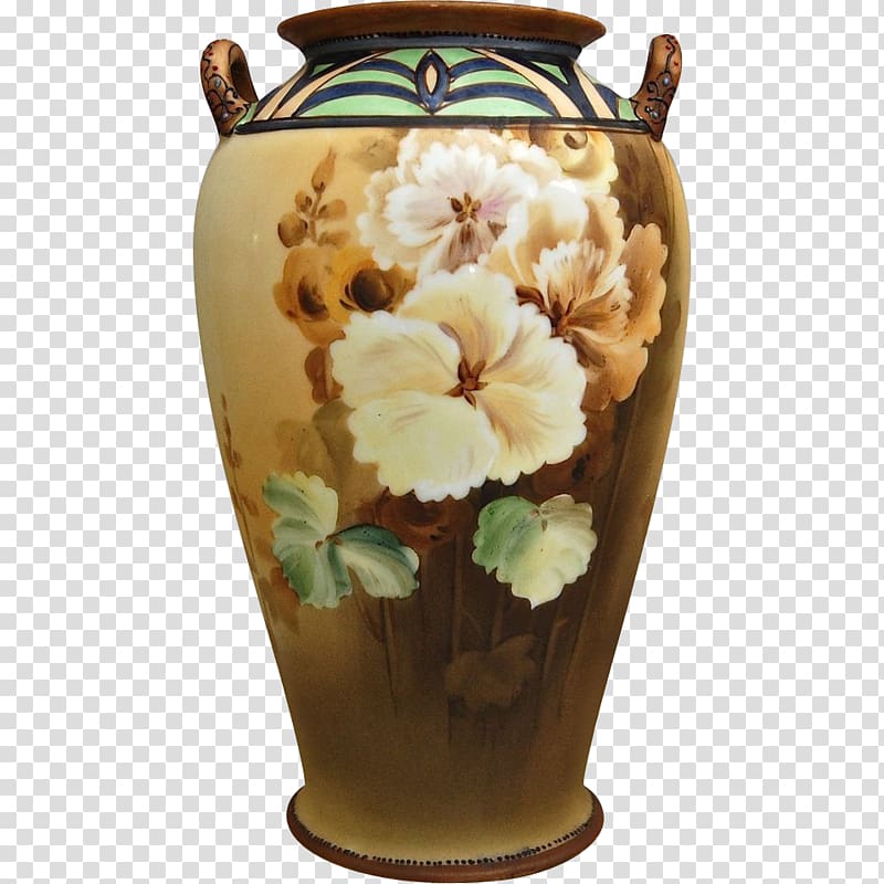 Porcelain Ceramic Vase Noritake Art, hand-painted flowers background material transparent background PNG clipart