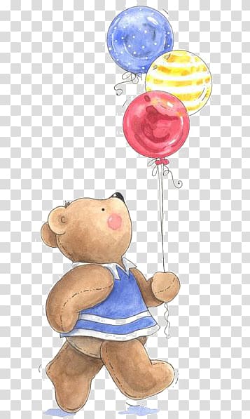 drawing bear and balloons transparent background PNG clipart