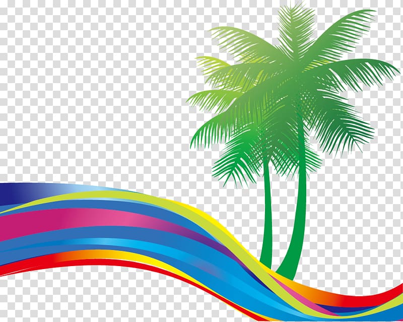 Summer Beach, Great fresh coconut colorful colorful curve transparent background PNG clipart