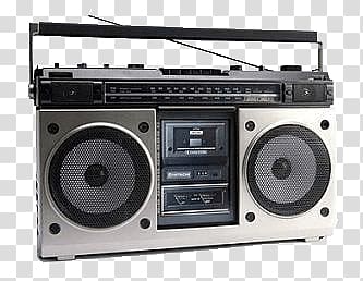 black and grey boombox radio, Radio 80s transparent background PNG clipart