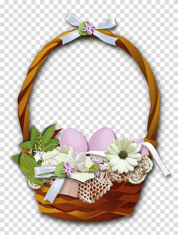 basket with eggs and flowers illustration, Easter basket , Easter Flower Basket transparent background PNG clipart