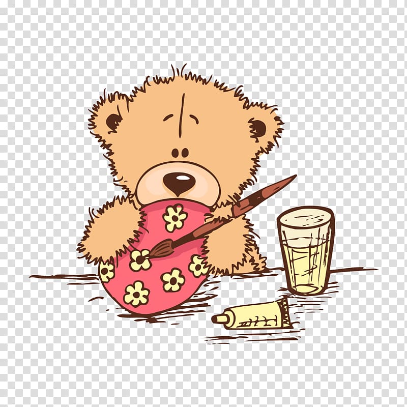 Teddy bear Cartoon Cuteness, Cute Bear painting transparent background PNG clipart