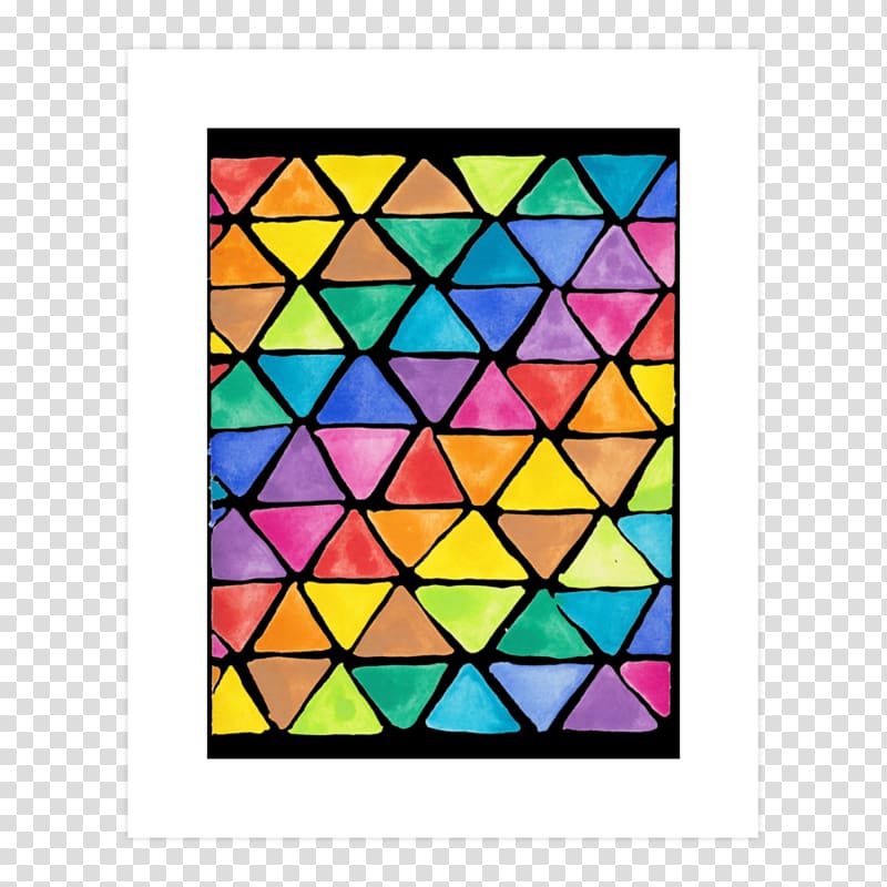Stained glass Art Symmetry Line Pattern, Neon triangle transparent background PNG clipart