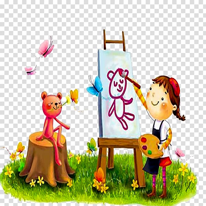 Child Painting Art Drawing , Baby bear transparent background PNG clipart