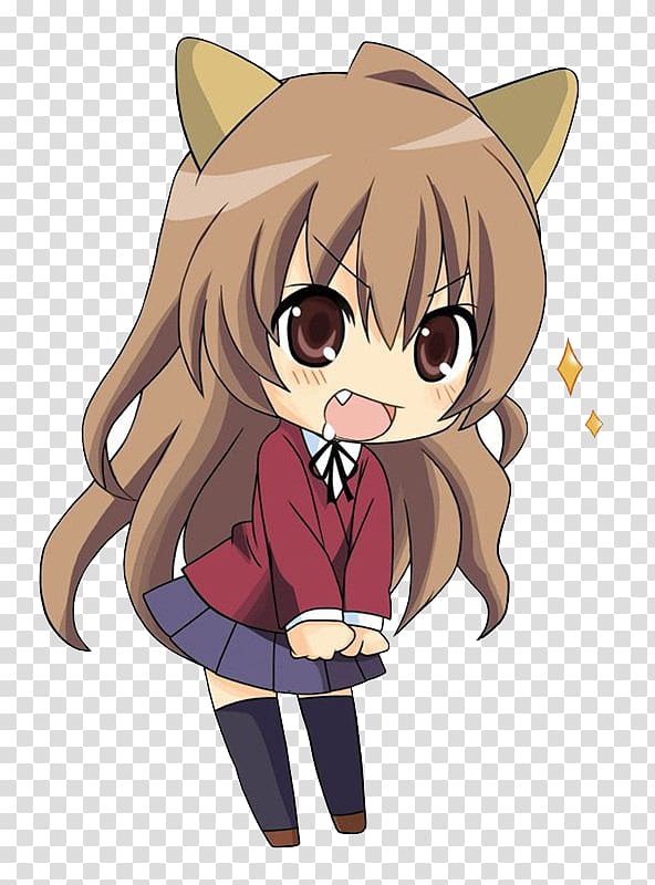 female character girl wearing cat costume , Taiga Aisaka Anime Toradora! Chibi Manga, Angry girl transparent background PNG clipart