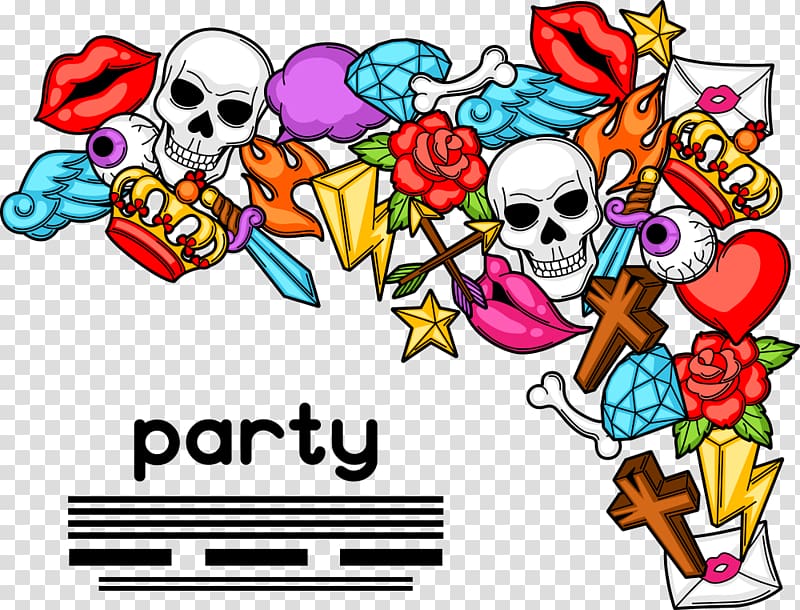 Graphic design , Skull flowers and letters transparent background PNG clipart