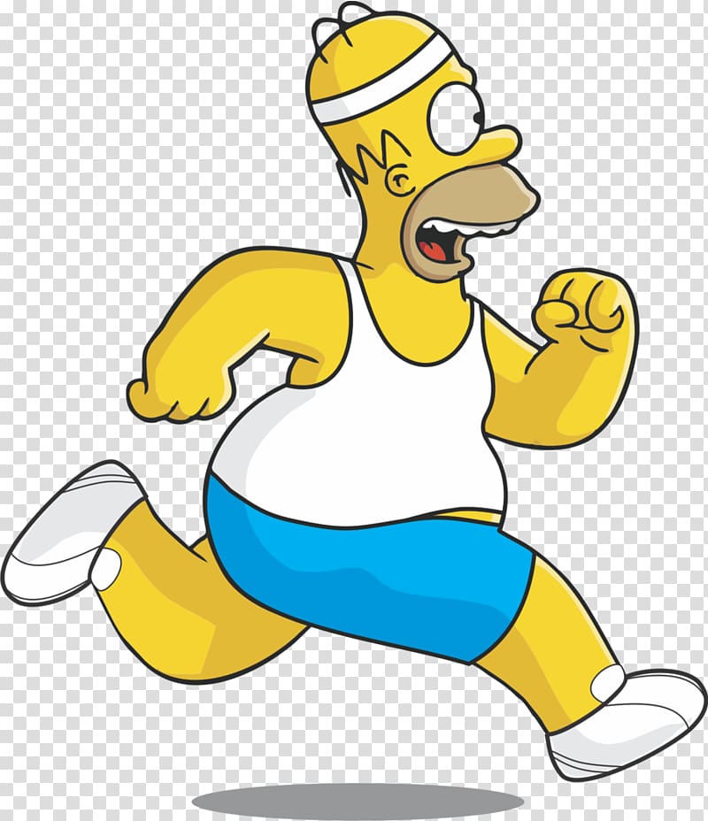 Homer Simpson running illustration, Homer Simpson Miami Hurricanes football Los Angeles Dodgers Running, Homer Simpson transparent background PNG clipart