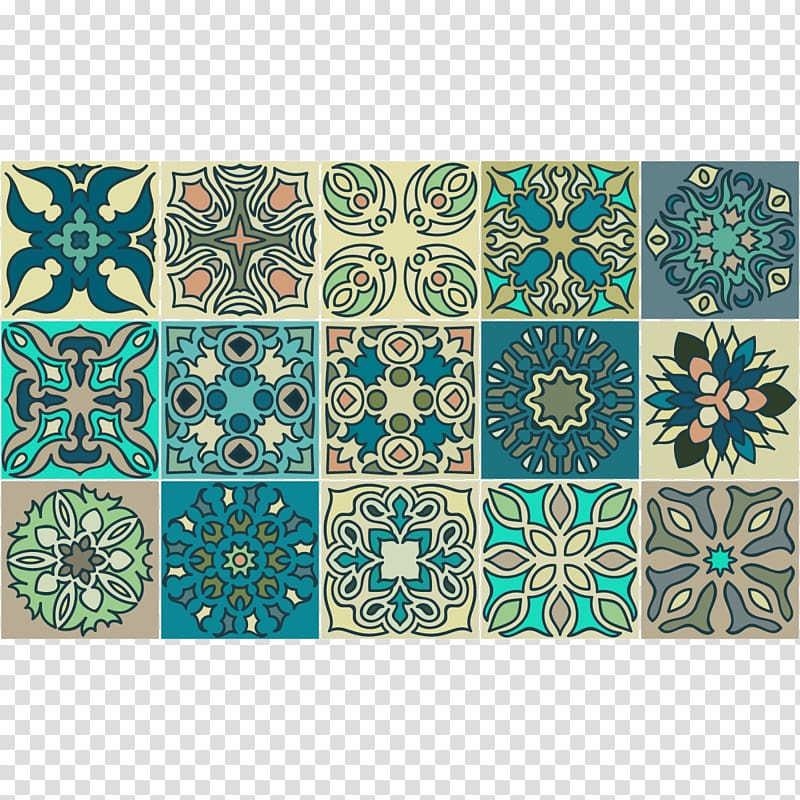 Teal Place Mats Rectangle Symmetry Pattern, azulejos transparent background PNG clipart