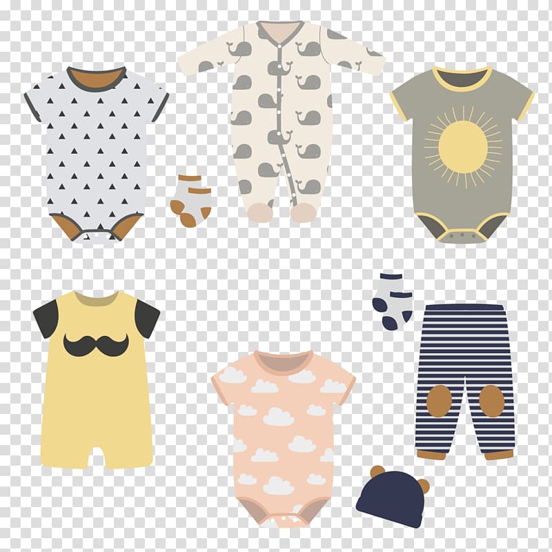 assorted-color baby clothes illustration, Infant clothing Infant clothing Dress Romper suit, Baby Romper transparent background PNG clipart
