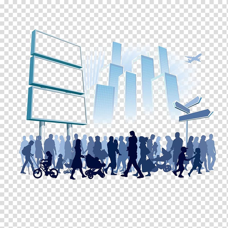 green buildings illustration, Crowd Illustration, The city is a sea of people transparent background PNG clipart