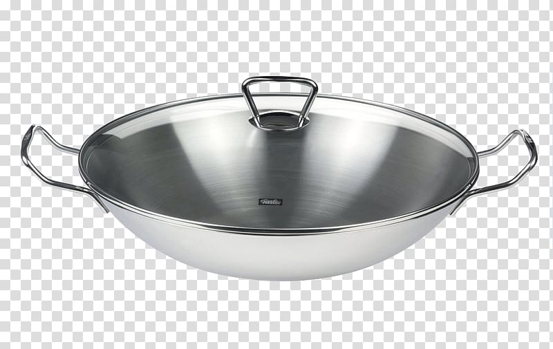 Asian cuisine Wok Frying pan Fissler Induction cooking, Non-stick frying pan transparent background PNG clipart