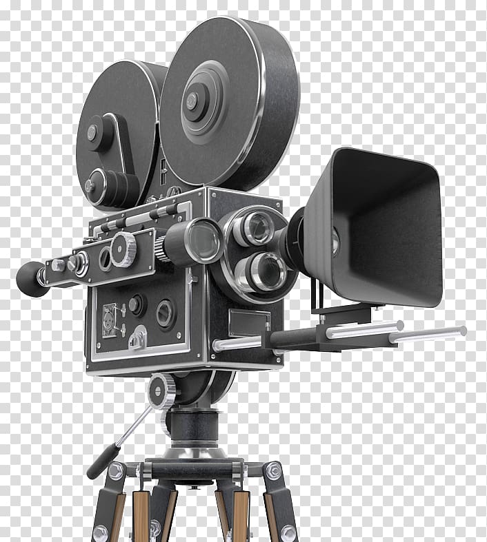 Movie camera Film Cinema, Film Camera, black video camcorder on stand  transparent background PNG clipart
