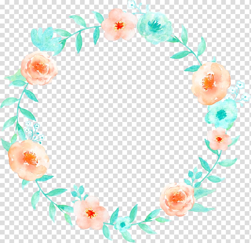 hand-painted circular flower vine transparent background PNG clipart