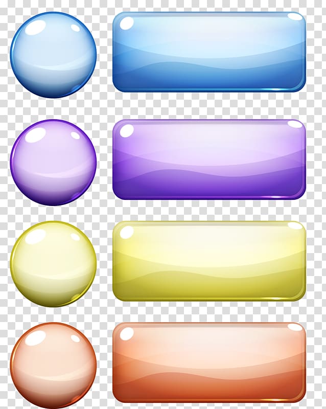 four yellow, orange, blue, and purple illustration, Button Crystal, Crystal Button transparent background PNG clipart