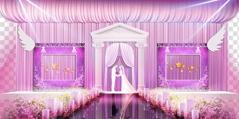 Wedding Purple Stage Chinese marriage, Pink and purple wedding stage transparent background PNG clipart