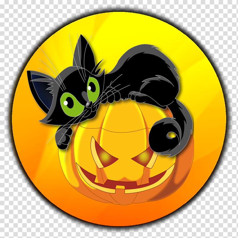 Black cat Halloween Pumpkin , Cat transparent background PNG clipart
