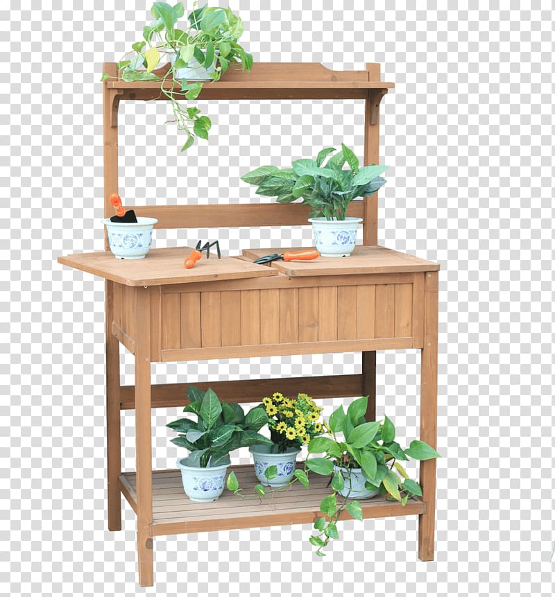 Table Shelf Potting bench Garden, garden work transparent background PNG clipart