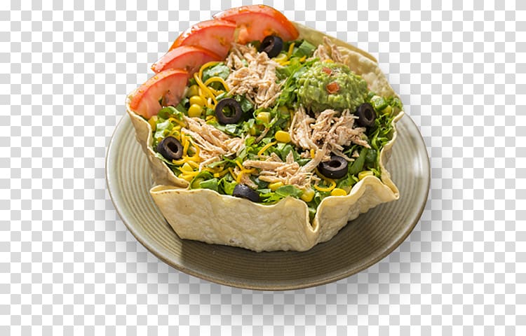 Vegetarian cuisine Mediterranean cuisine Tostada Recipe Leaf vegetable, Taco Salad transparent background PNG clipart