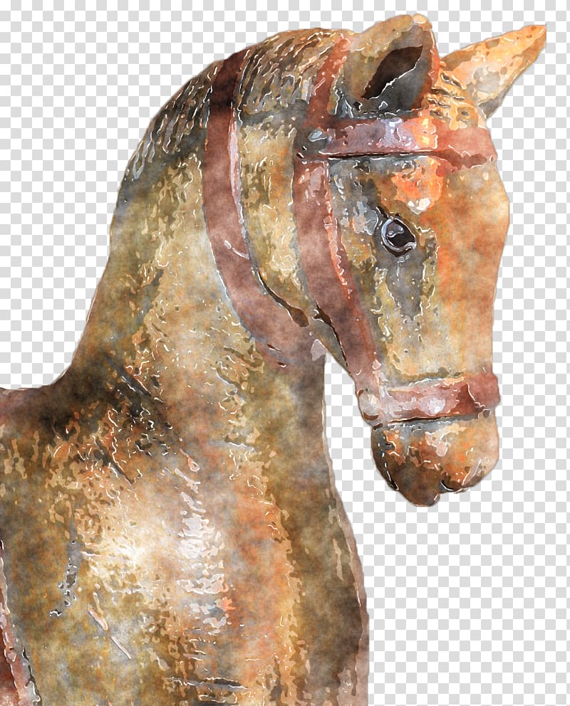 Mustang Stallion Halter Sculpture Bridle, watercolour horses transparent background PNG clipart